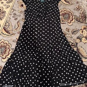 Lauren Ralph Lauren Black and White Polka Dot Fit-&-Flare Dress